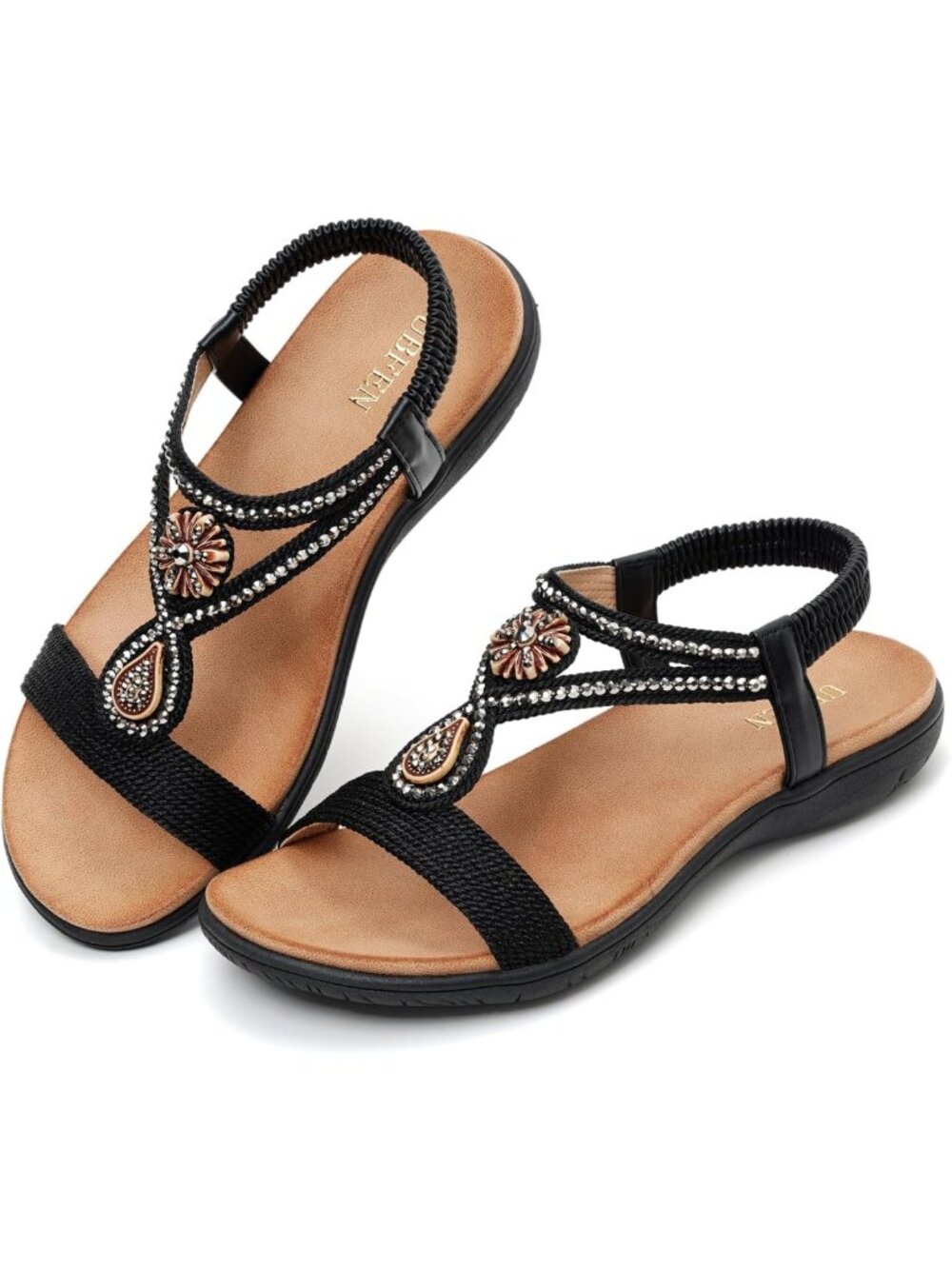 Comfortable Bohemian Rhinestone Flat Sandals for Women - Perfect Vacation